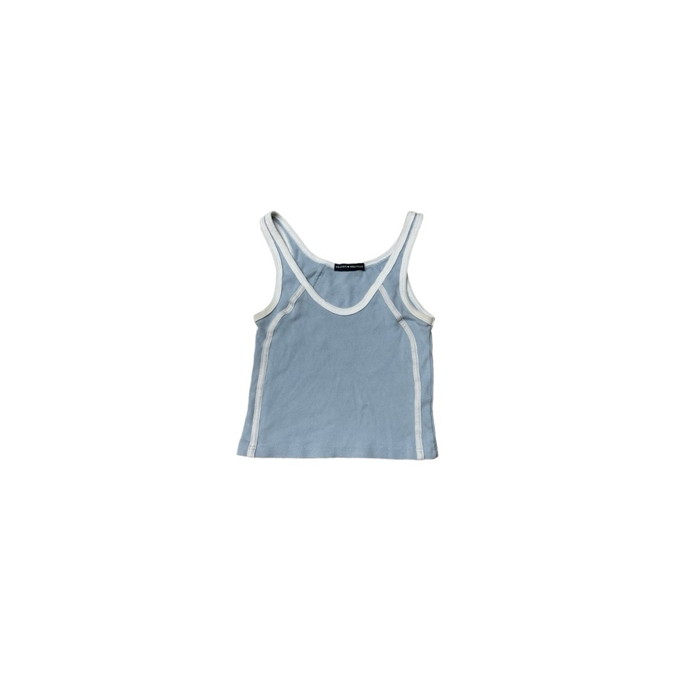 Brandy Melville Light Blue and Cream Tank